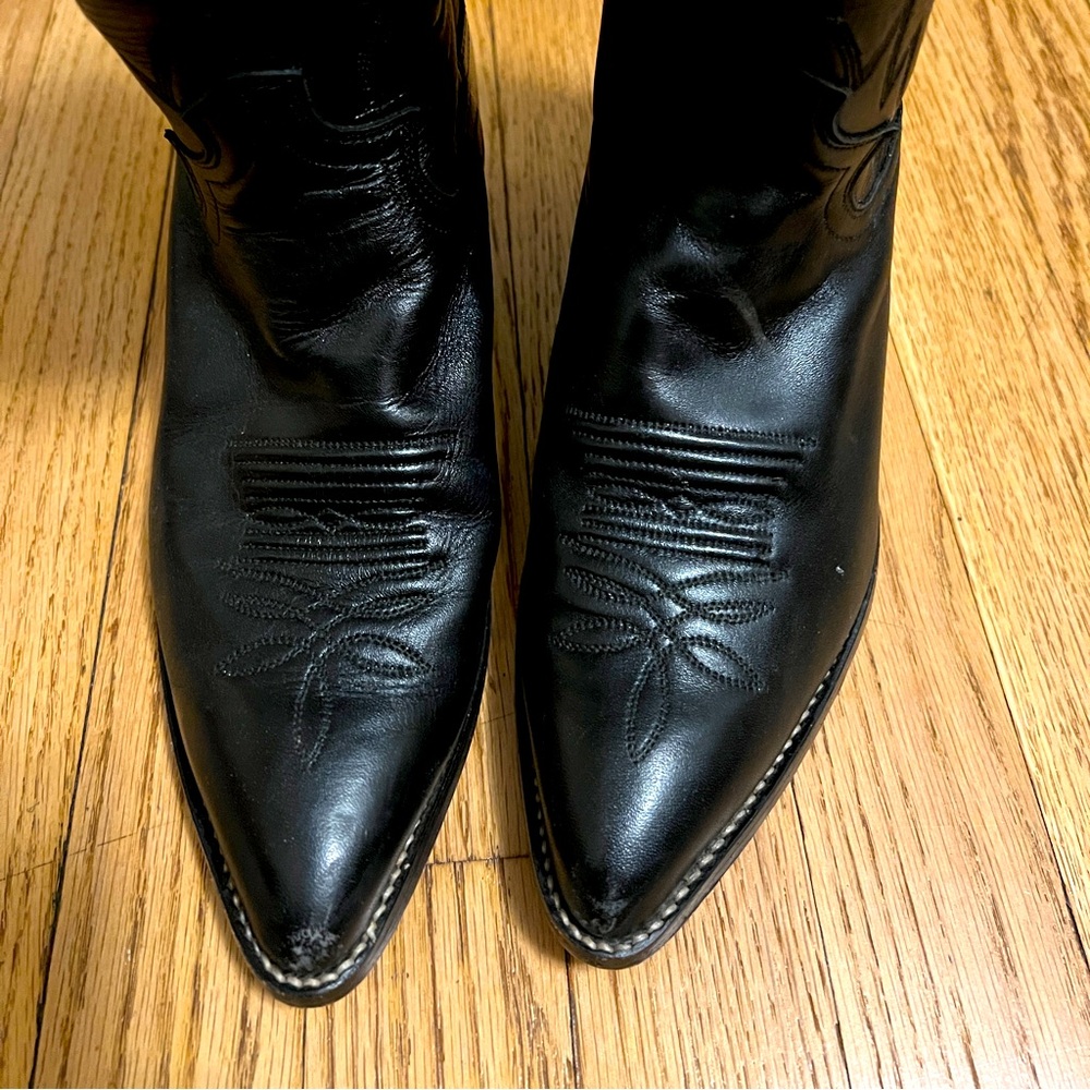 Justin Black Leather Cowboy Boots